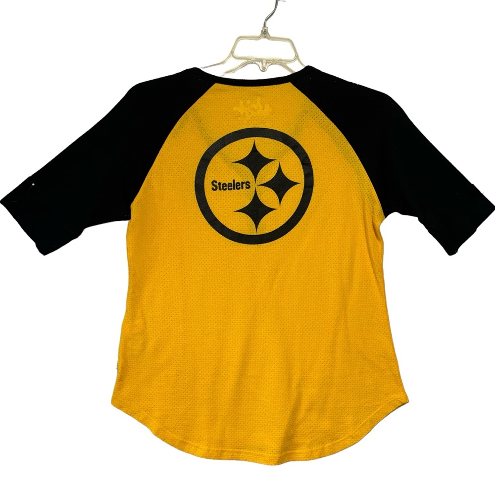 NWOT Pittsburgh Steelers Lace Up Short Sleeve Raglan NWOT